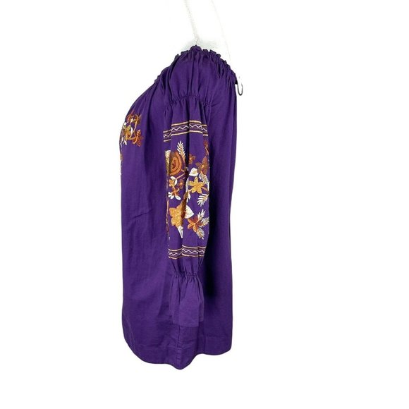 Free People Fleur Du Jour Purple Shift Dress Purple Sz XS Embroidered Off Should - Picture 10 of 10